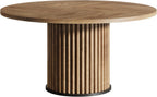 Oigavfd Black Round Dining Table for 4-6 People 47" Circle Dining Table with MDF Top and Fluted Base Round Kitchen Tables Sturdy 300 Lbs for Family Gatherings (Brown)