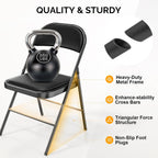 Bonnlo Folding Chair with Comfortable Padded Cushion and Back, Portable Folding Chairs for Outside, Office Events, Weddings, Pu Leather, 10 Black