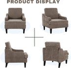 Accent Chair for Living Room,Mid-Century Arm Chair Chenille Fabric Living Room Chairs,Upholstered Reading Chair for Bedroom,Single Sofa Chair with Wood Legs for Apartment (Brown)