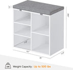 GarveeLife Shoe Storage Bench with Cushion, 3-Tier Adjustable Shelf Shoe Cabinet, Small Shoe Rack Bench for Hallway, Living Room, Bedroom and Closet(White, 20 Inches)