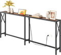 Gewudraw 70" Sofa Table Behind Couch with Oulets-Narrow Console Table,Brown | Industrial Style, Long Skinny Design,Couch Table For Hallway,Living Room,Bedroom, Built-In Power Outlets & USB, 172cm Length