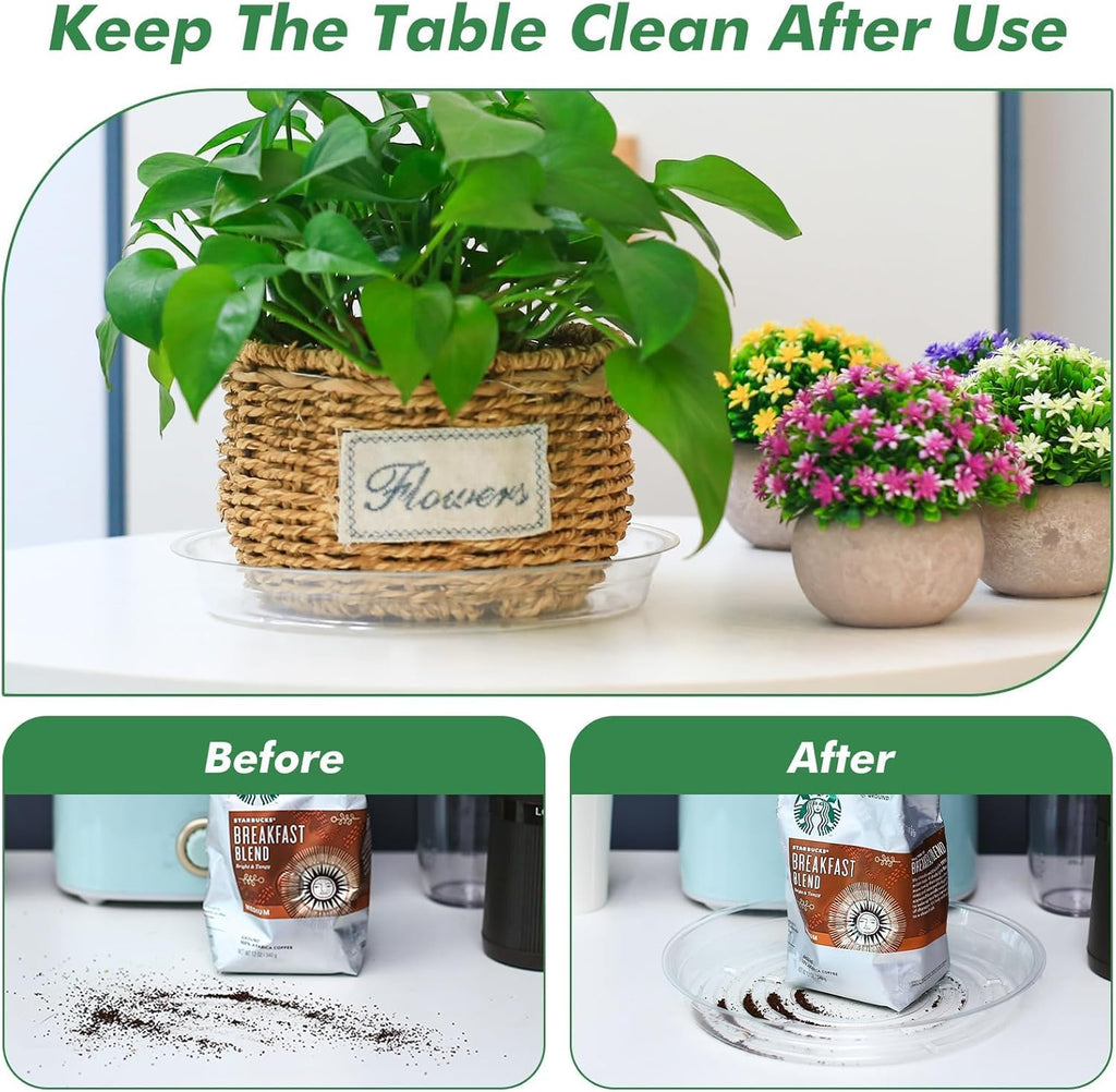 20 Pack Clear Plastic Plant Saucer 8 Inch Drip Trays Small Plant Plate Dish for Indoor Flower Pots and Planters, Bulk