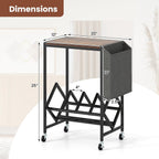 Giantex Record Player Stand, Rolling 2-Tier Turntable Stand with Storage Shelf Up to 130 Albums, Record Player Table w/Metal Frame & Magazine Holder, Vinyl Record Storage for Living Room, Black