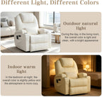 AHMED Dual Motor Power Swivel Rocker Recliner Chair, Faux Leather, Beige | Electric Glider Rocking Chairs, Massage & Heat, Cup Holders, LED Lights, USB A/USB C Ports