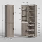 Itaar Narrow Kitchen Pantry Cabinet with 3 Door Shelves & 3 Drawer, Grey | Slim for Small Place, Adjustable Shelf, 71" Freestanding Linen Storage for Living Room, Kitchen, Bathroom