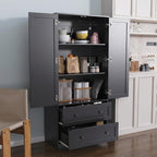 DIYART 64.2" Tall Black Kitchen Pantry, Storage Cabinet with Doors and Drawers, Freestanding Wooden Organizer for Kitchen, Dining Room
