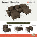 MIXPATIO 124" 5-Seat U Shaped Modular Sectional Sofa,Chenille Taupe | Modern Sectional Couches for Living Room, Wider Armrest and Deep Seat, Comfy Cloud Sofa, Soft Chenille Furniture