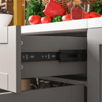 63" Kitchen Cabinet Set with Wall Mounted Cupboard and Buffet Sideboard, Pantry Storage Cabinet with Adjustable Shelves and Drawers, Shaker Style Kitchen Organizer, Grey and White