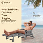 Outdoor Chaise Lounge Chair Set of 2,HDPE lounge chair outdoor with Wheels | Oversized pool lounge chairs with cup holder, 5 adjustable position for patio,outside,pool,deck