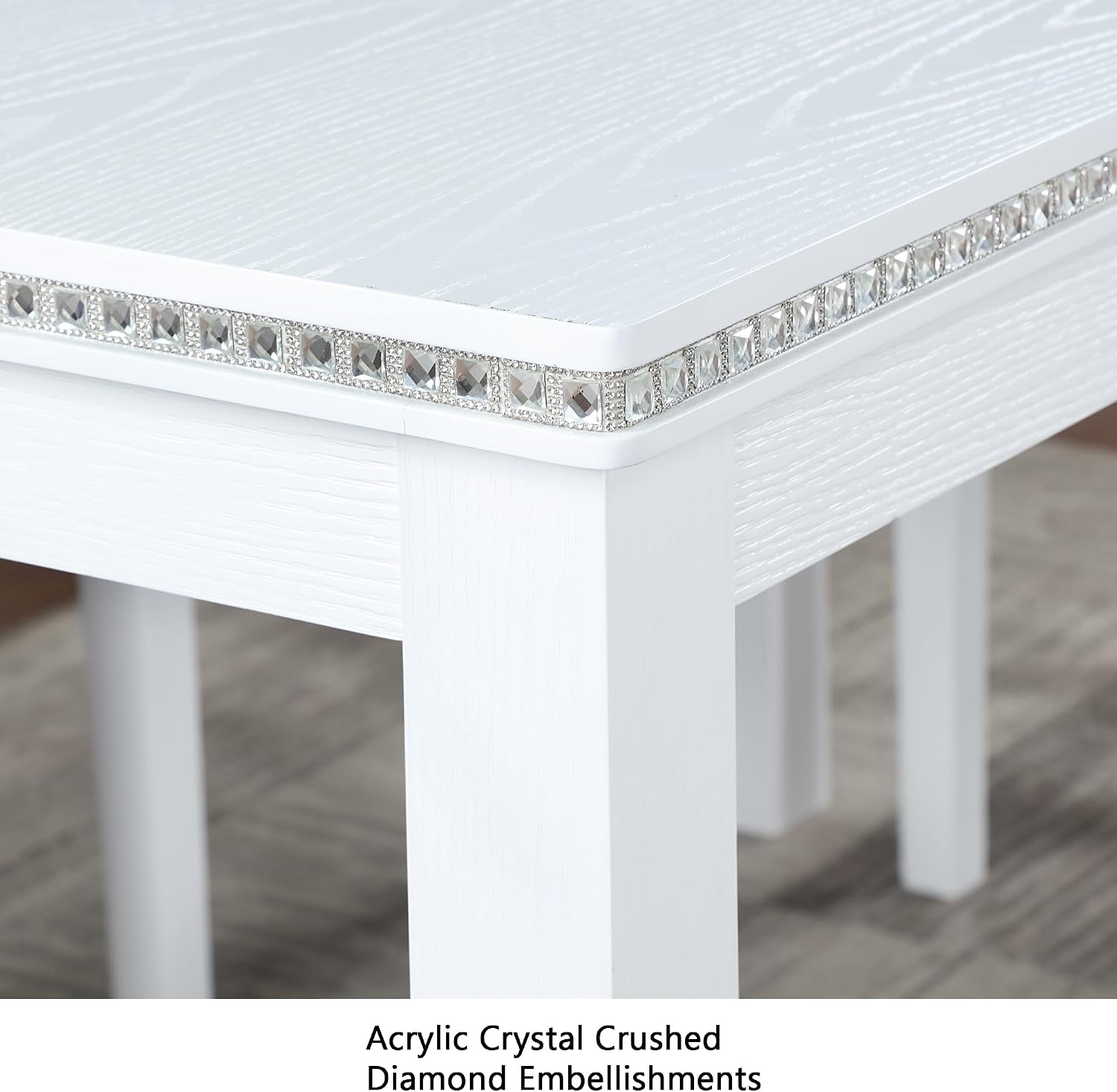 LUMISOL Wood Square Dining Table for 4, Farmhouse Counter Height Kitchen Table for Small Space, No Included Chairs, White