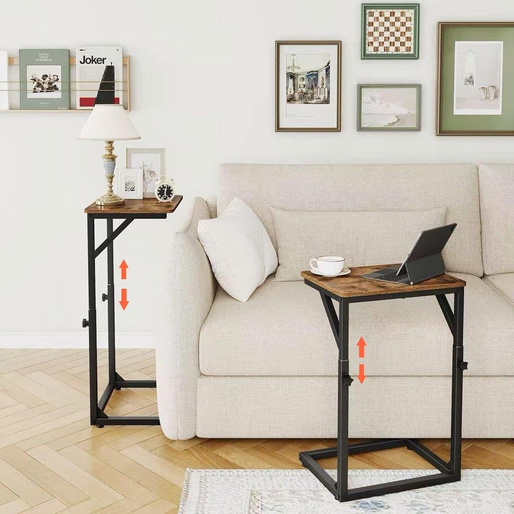 5-Level Adjustable C-Shaped End Table, Small Side Table for Couch, Sofa TV Tray Table for Living Room, Bedroom, Bedside ET-ZA-BRW1