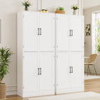 MHOM 71" Tall White Pantry Cabinet, Farmhouse Storage Cabinet with 4 Doors and Adjustable Shelves, Freestanding Pantry for Dining Room, Kitchen, and Living Room
