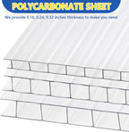 Polycarbonate Greenhouse Panels, Twin-Wall Polycarbonate Sheet, Clear Panels for Greenhouse,Outdoor Garden, Plant Stand Roof (47.2''H x 23.6''W x 0.16''T, 14)
