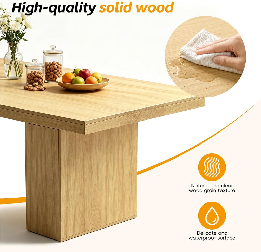 Dining Table for 4-12 People, Modern Wood Kitchen Table with Storage Cabinets, Dining Room Table for Kitchen Living Room Apartment, Space Saving Rectangle Table.
