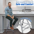 Be&xn Folding Bar Stool, Tall Collapsible Stool Counter Height Folding Stools for Adults Portable, Plastic Barstool Chair for Adults Kitchen Island Guitar (blue, H72xW31cm(28x12inch))