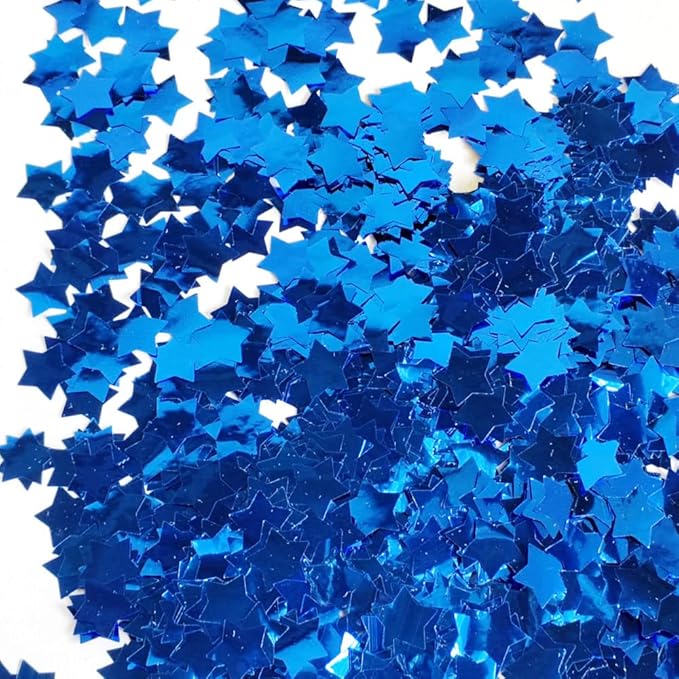 Blue Star Round Foil Confetti 0.6 Inch - Shiny Blue for Party Decoration or Filled Balloons (3.52 oz)