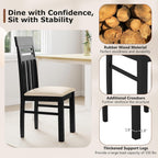 Giantex Wooden Dining Chairs Set of 2, High Back Black Dining Room Chairs with Padded Seat & Rubber Wood Frame, PU Leather Farmhouse Side Chairs for Kitchen Living Room