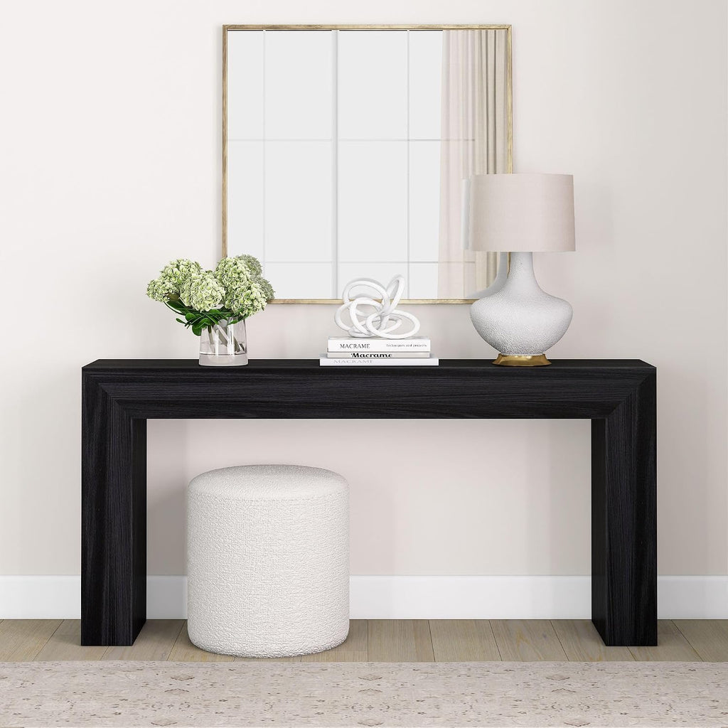 Plank+Beam Grand Console Table, 66 Inch, Black Wirebrush