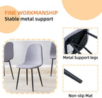Modern Linen Dining Chairs Set of 4, Luxury Upholstered Kitchen Chairs with High Resilience Foam & Integral Black Metal Legs, Mid-Century Side Chairs for Dining Room, Vanity, Light Grey
