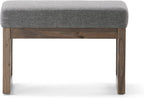 SIMPLIHOME Milltown 27" Wide Linen Look Rectangle Ottoman in Grey | Contemporary ottoman with a cushioned seat for extra seating in your bedroom or entryway; footstool, footrest or pouf.
