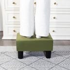 Adeco Small Velvet Foot Stool for Living Room & Bedroom, Boho Chic Upholstered Ottoman Footrest with Thick Padded Seat, Compact Under Desk Stool, 15 inch, Grass Green, Supports 335 lbs