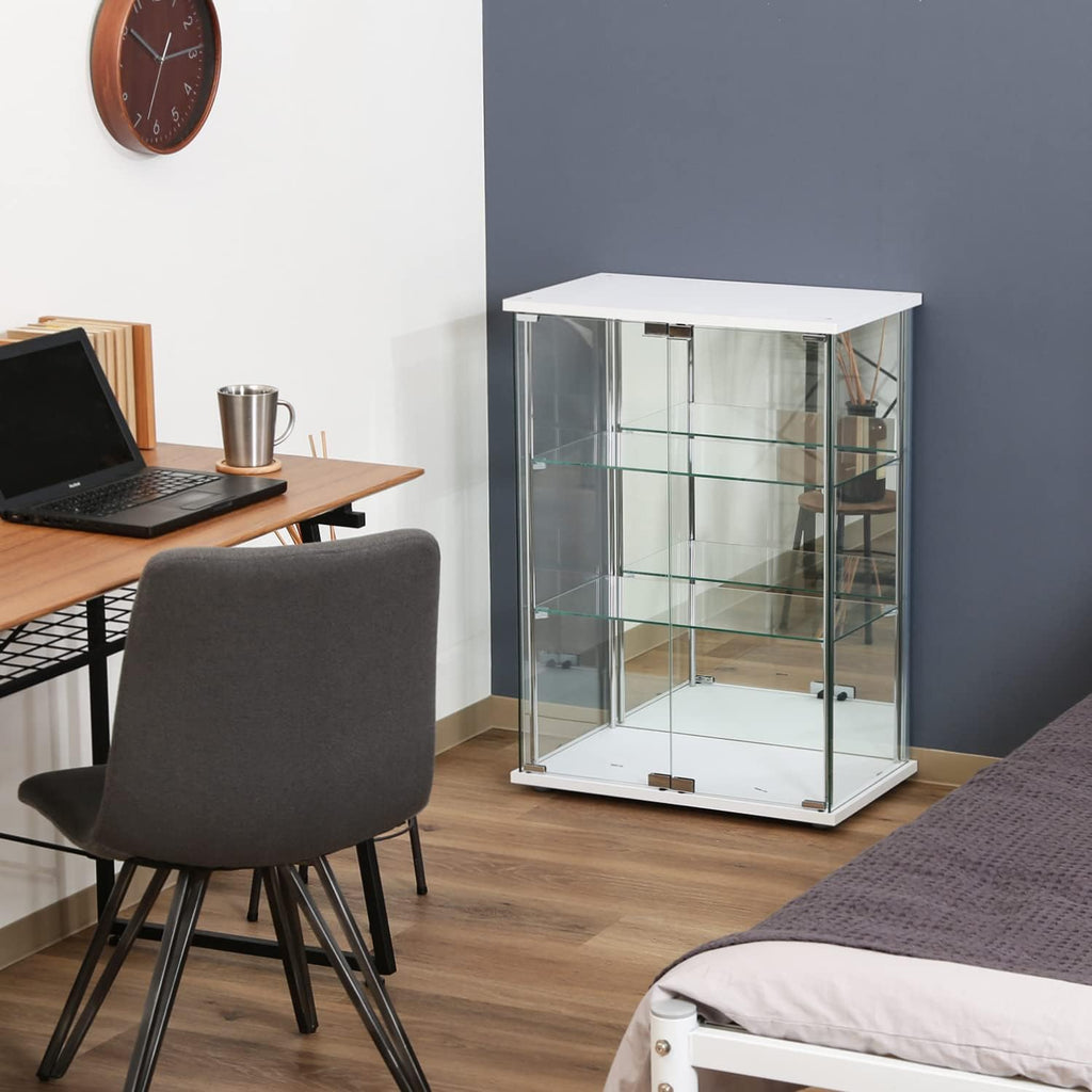 不二貿易(Fujiboeki) Fuji Boeki 72802 Collection Case, Figure Case, 3 Tiers, Width 23.8 x Depth 14.4 x Height 33.5 inches (60.5 x 36.5 x 85 cm), White, Wide Type, Rear Mirror