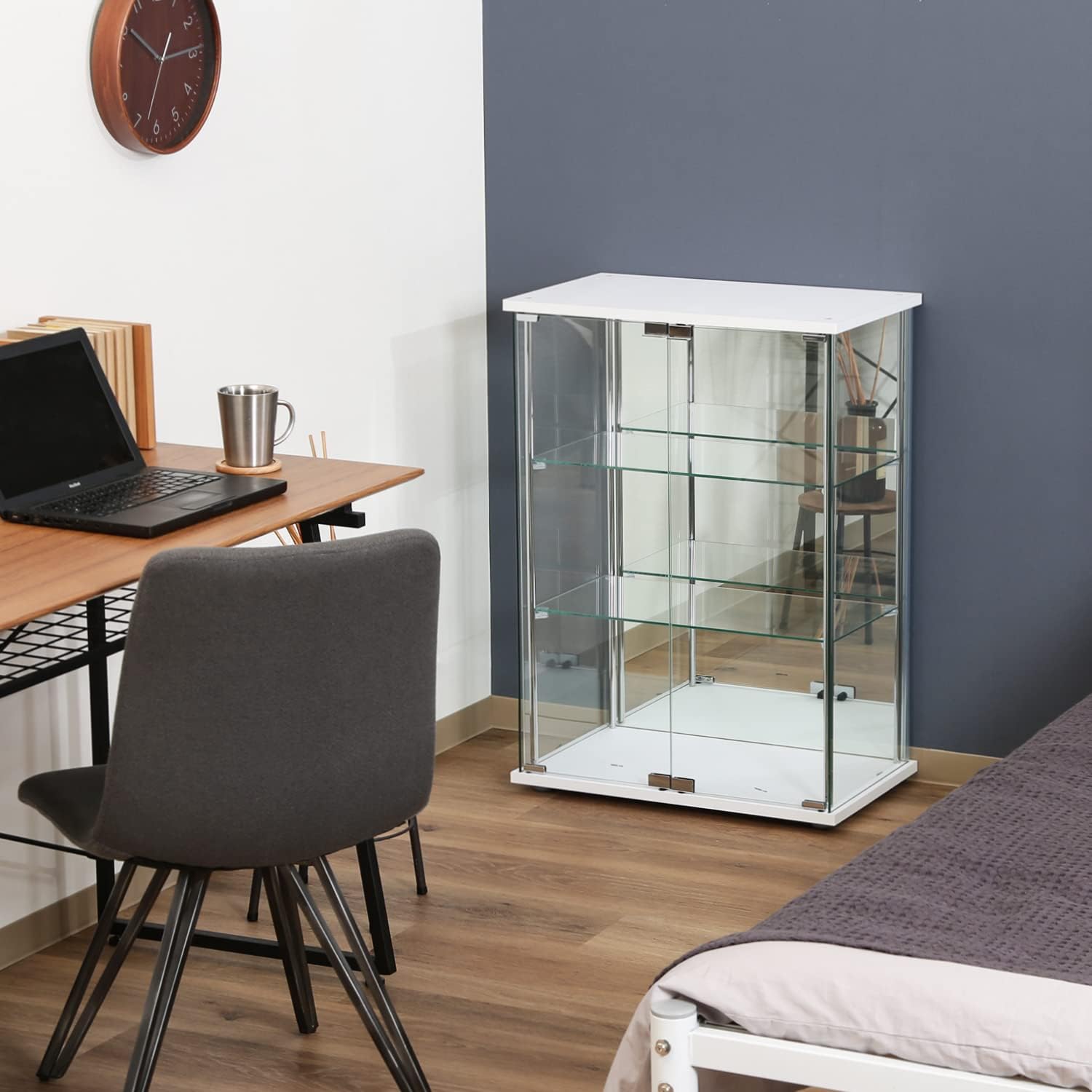不二貿易(Fujiboeki) Fuji Boeki 72802 Collection Case, Figure Case, 3 Tiers, Width 23.8 x Depth 14.4 x Height 33.5 inches (60.5 x 36.5 x 85 cm), White, Wide Type, Rear Mirror
