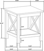 Coaster Home Furnishings - Skyview - Wood - Square End Table with Open Shelf, X-Frame Base and Coastal Style - Living Room - 20-Inch - White - 722087