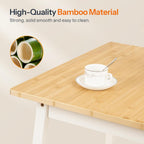 HOOBRO Bamboo Dining Table, Square Dining Table for 2, 27.6" Kitchen Table for Small Space, Writing Table, Easy to Assemble, for Dining Room, Living Room, Office, Kitchen, Natural and White YW70CZ01G1