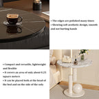 Metal End Table, Living Room Coffee Table with Marble Tabletop, Modern Geometric Decorative Table for Sofa Bedroom Apartment Reception Area Hotel(Width 23.6in/60cm, Black-White Base)