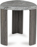 Signature Design by Ashley Surmour Contemporary End Table with Faux Marble Top, Gray & Light Brown
