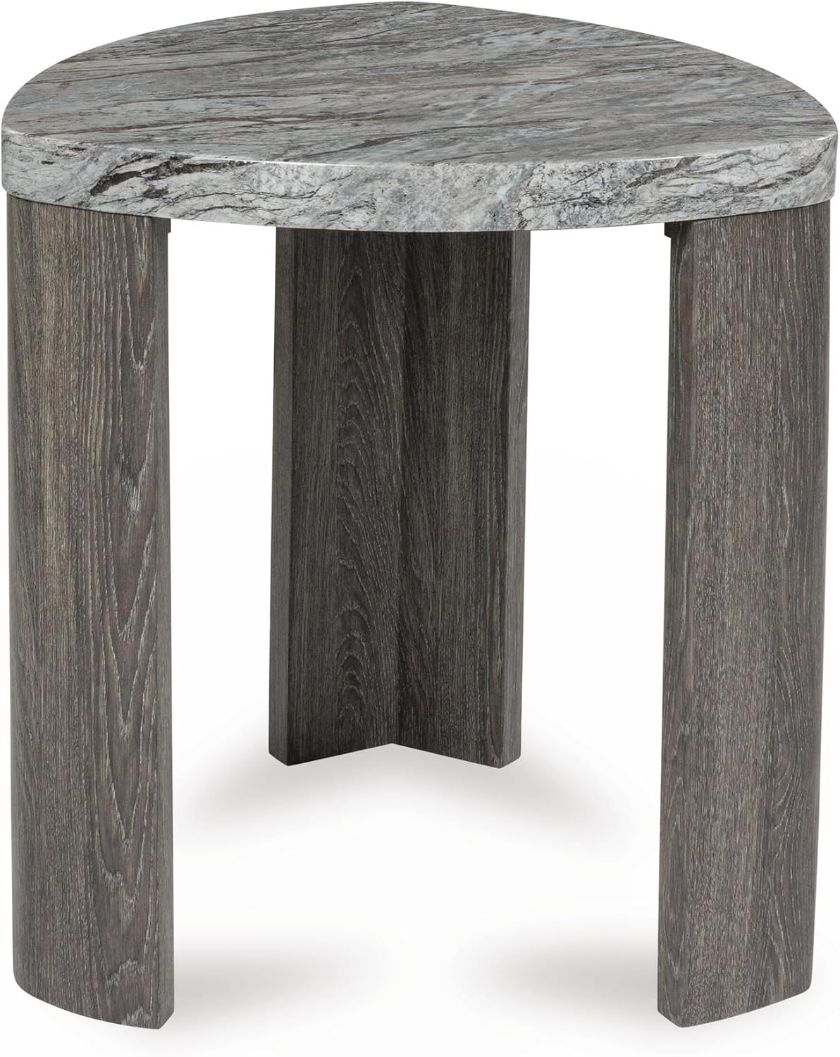 Signature Design by Ashley Surmour Contemporary End Table with Faux Marble Top, Gray & Light Brown