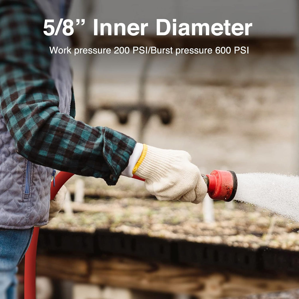SPECILITE 5/8" Hot/Cold Short Leader Garden Water Hose 5 ft, -50℉-190℉, Flexible & Lightweight Rubber Pipes With 3/4" Brass Fittings for Yard, Outdoor, Farm, Red
