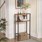 Asgolion Narrow Console Table, 15.7" Small Entryway Table, 2-Tier | Sofa Table with Storage, Skinny Console Tables for Entryway, Hallway, Bedroom, Living Room, Foyer, Rustic Brown