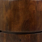 24" Chestnut Solid Wood Round Drum End Table with Two Drawers