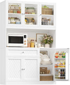 BOTLOG 72” Tall Kitchen Pantry Storage Cabinet, Modern White Kitchen Hutch with Large Storage Drawer, Countertop, Adjustable Shelves, Food Pantry Cabinets for Dining Room, Living Room