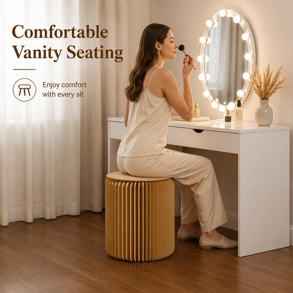 Folding Stool 17-Inch Foldable Paper Stool, Portable Folding Stool | Made with Eco-Friendly Kraft Paper Honeycomb Design, Only1.2 Inches Thick When Folded.Modern Minimalist Living Room Stool