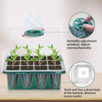 Seed Starter Tray, 2 Pcs Plant Propagation Station with Grow Light,Seedling Starter Trays with Timing Controller,Mini Greenhouse Kit with Humidity Domes and Base,Plant Tray for Seeds Growing Starting