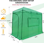 EAGLE PEAK Replacement Cover for 10x5 Portable Lean-to Greenhouse, 2 Roll-Up Zipper Entry Doors and 1 Large Roll-Up Side Window (Frame Not Included), Green