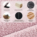 Storage Ottoman Bench, 34" Teddy Velvet Folding Foot Rest, Pink | Large Ottoman with Storage, Thicker Foam Padded Seat, 34 x 13 x 13in, Livingroom, Dorm, Bedroom, Easy to install, 86L