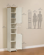 SONGMICS HOME 67-Inch Tall Bathroom Storage Cabinet, Superfast Toolless Assembly, 11.8-Inch Wide Slim Narrow Freestanding Cabinet with Adjustable Shelves, Kitchen Living Room, Rustic White