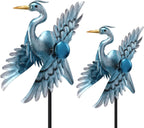 WONDER GARDEN Wind Spinners Outdoor - 2 Pack Small Metal Heron Wind Spinner Windmill, Wind Sculpture for Yard Patio Lawn Decor