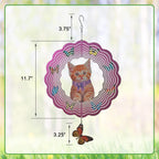 Metal Cat Wind Spinner,Metal Wind Spinners for Outdoor,3D Double Sided Hanging Decor for Indoor,Outdoor,Unique Gifts for Women