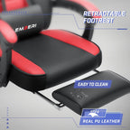 LEMBERI Big and Tall Gaming Chair, 400lb Capacity, Red | Heavy-duty steel frame, wide seat & high back, PU leather, reinforced footrest, linkage armrests for PC desk & office