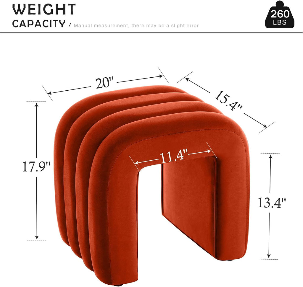 Multi-Functional Ottoman Stool Set of 2, Footrest for Couch, Modern Vanity Stool for Make-up Room, Living Room and Entryway, Small Cute Footstool (Rust Velvet)