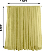 10FT x10FT Champagne Metallic Sheer Spandex Backdrop, 1 Panel Glitter Photography Background, Stretchy Spandex Fabric for Wedding, Party, Baby Shower, Photo Booth Decor