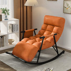 Leisure Rocking Chair and Footstool Set, Modern Living Room Rocking Chair with Cushion,Bedroom Breathable Sofa Lounger with Legrest,Comfortable Garden Rocking Chair with Armrests,Adjustable
