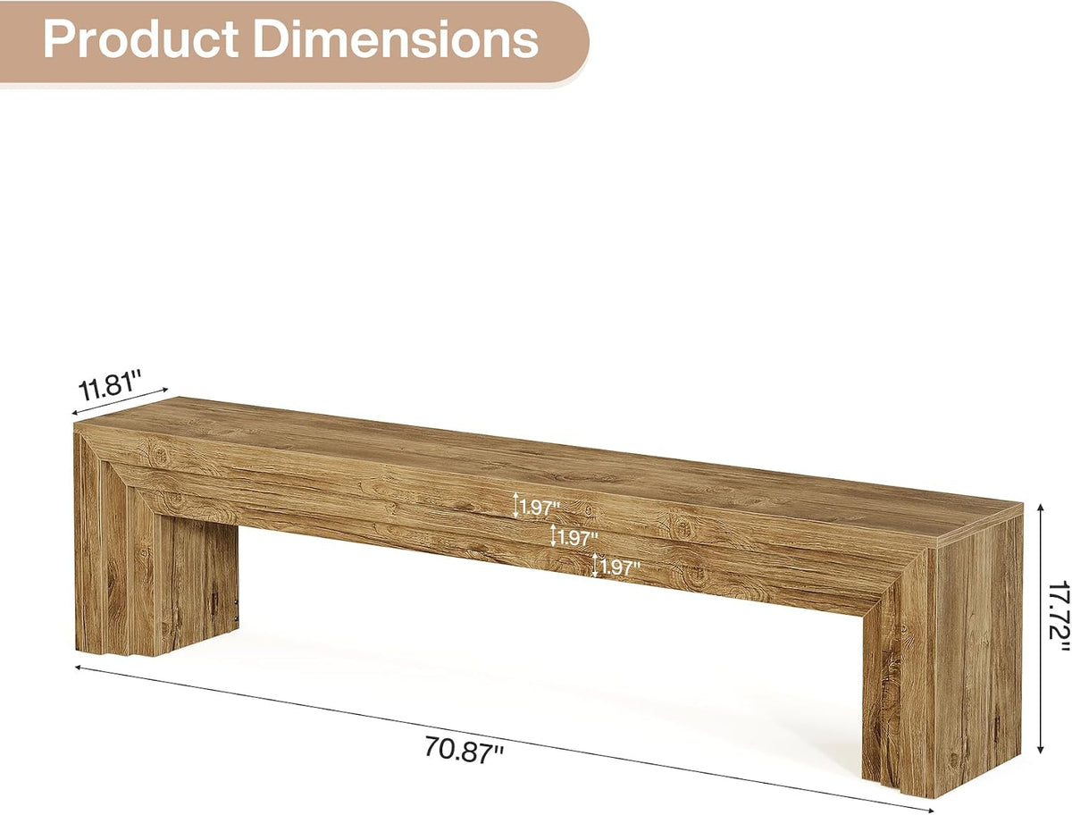 Tribesigns 71" Extra Long Entryway Bench, Modern Farmhouse Shoe Bench Wooden Indoor Seating with Layered Design for Hallway, End of Bed, Living Room, Sofa Back, Dining Room, Brown