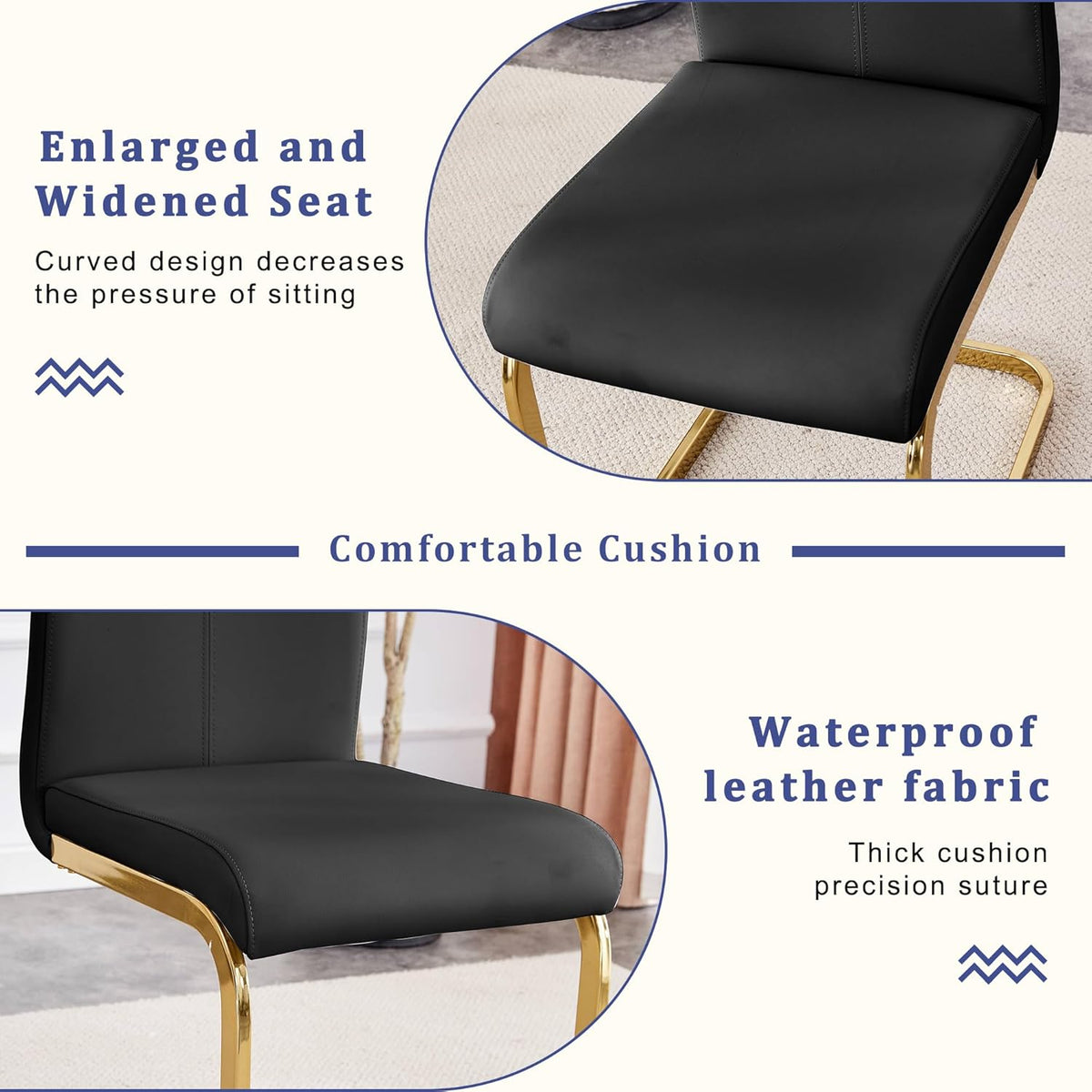 YUNDREAM Modern Marble Dining Table Set for 8,Black Gold 71'' Dining Room Table with Chrome Plated X-Shaped Frame and Black Leather Dining Chairs,Easy Assemble,Kitchen Table and Chairs for Dining Room