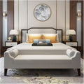 Modern End of Bed Bench for Bedroom,Upholstered Storage Ottoman with Arms Tufted Entryway with for Living Room Entryway(Beige)